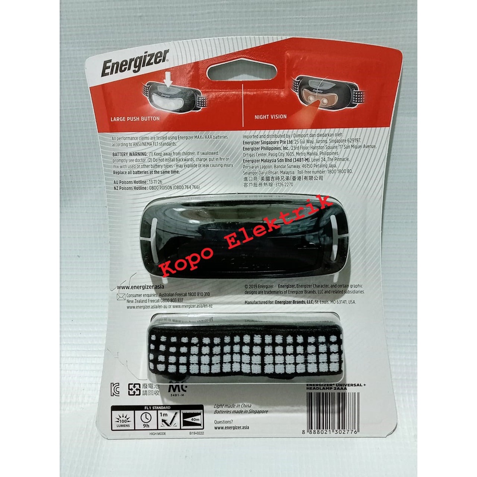 Senter Kepala Energizer 100L HEADLIGHT LED/HEADLAMP