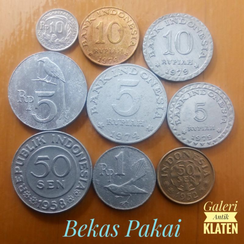 Koin Materi Mahar 21 Rupiah Duit Rp 1,5,10 & 50 sen Uang