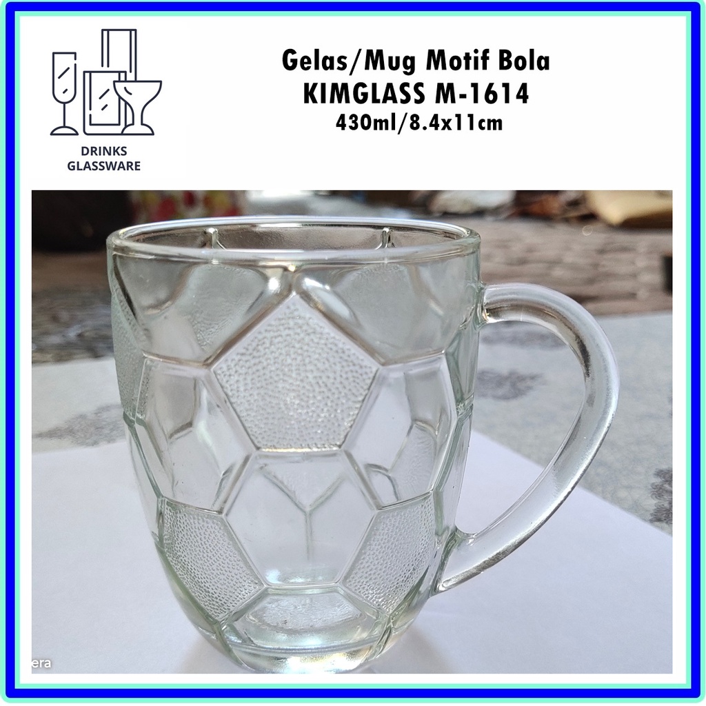 [1pcs] UTL030I-1 Mug Motif Bola M1614 Kim Glass 430ml