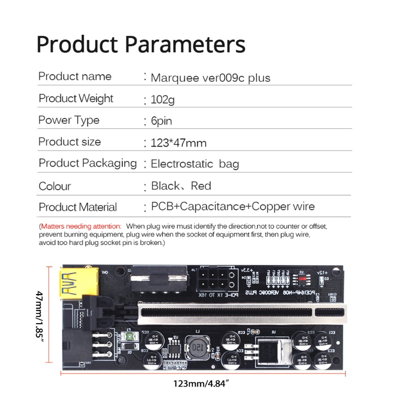 Btsg PCI-E Riser Card PCIE-16X Kartu Utama Kabel USB3.0 1pci-E 1X Card 6Pin 15Pin Untuk VER009C Plus Video Card