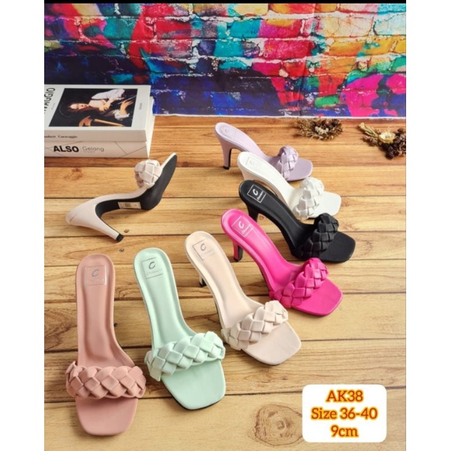 ABBUSHOES  AK 38 higheel kepang kokop wanita 9cm