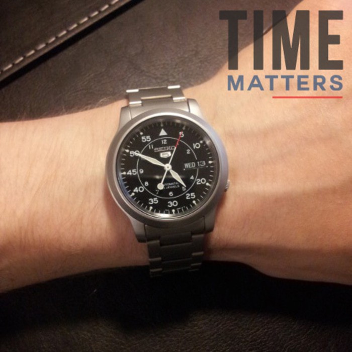 Seiko 5 SNK809K1 Automatic 21 Jewels Black Military Stainless Steel