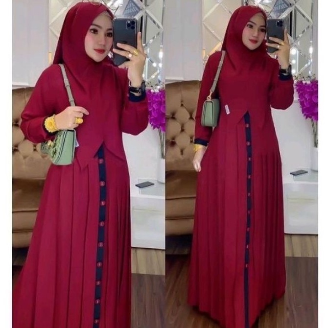 Gamis busui  elisa wanita muslim polos jersey lemonskin elisia dress