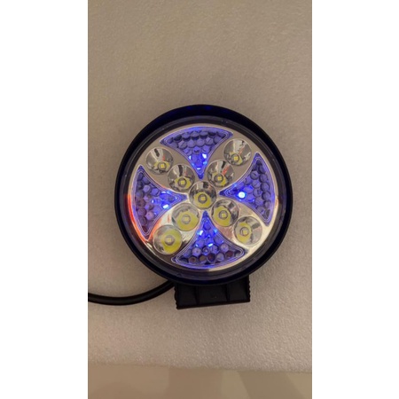 lampu sorot tembak 9 led 12-24 volt model bulat senja nyala RGB