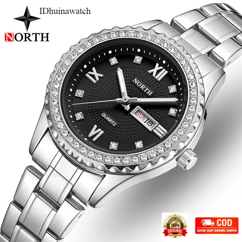 Jam Tangan Wanita NORTH, Jam Tangan Wanita, Mewah, Merek Terkenal, Jam Quartz, Tampilan Tanggal Peka