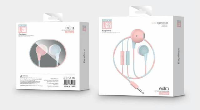 headset stereo u28 macaron / handsfree extra bass headset u24