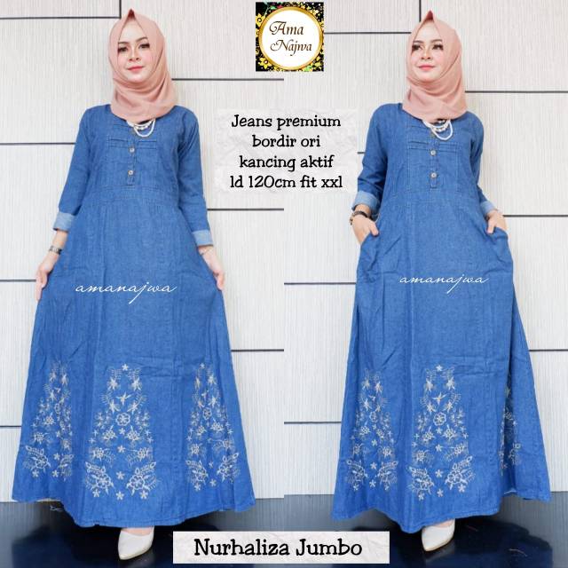 Gamis Jeans Nurhaliza Jumbo ld 120cm