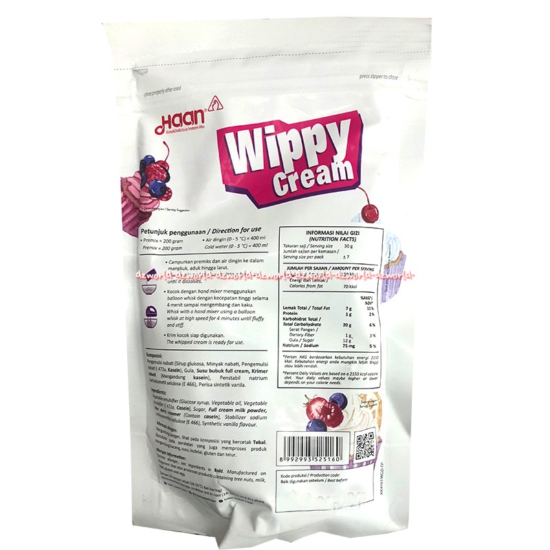 Haan Wippy Cream 200gr Tepung Instan Membuat Krim instan Wippi Han Wipy Powder Premiks Instan Crim