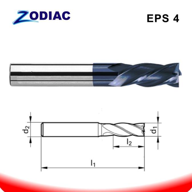 ZODIAC Carbide Endmill 4 Flute For 55Hrc D8x60