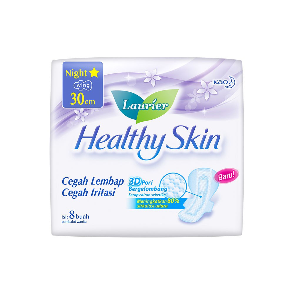 Laurier Healthy Skin Night Wing 30cm 8s - Pembalut Slim