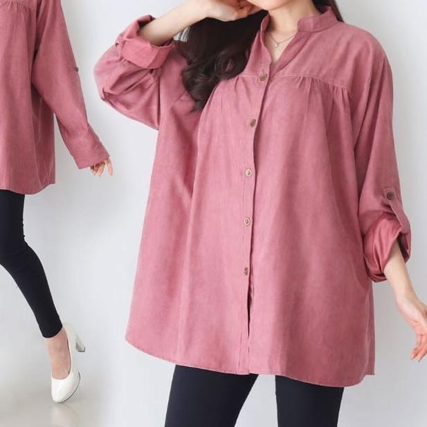 ۞ Kemeja atasan Wanita LD 130cm XXL XXXL BIG SIZE JUMBO Baju Cewek HAMIL MENYUSUI BIGSIZE Kerja Kant