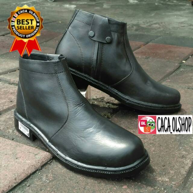 AR Exclusive Sepatu PDH Sleting 100% Asli Kulit Original Hitam Dove TNI POLRI Satpam Security