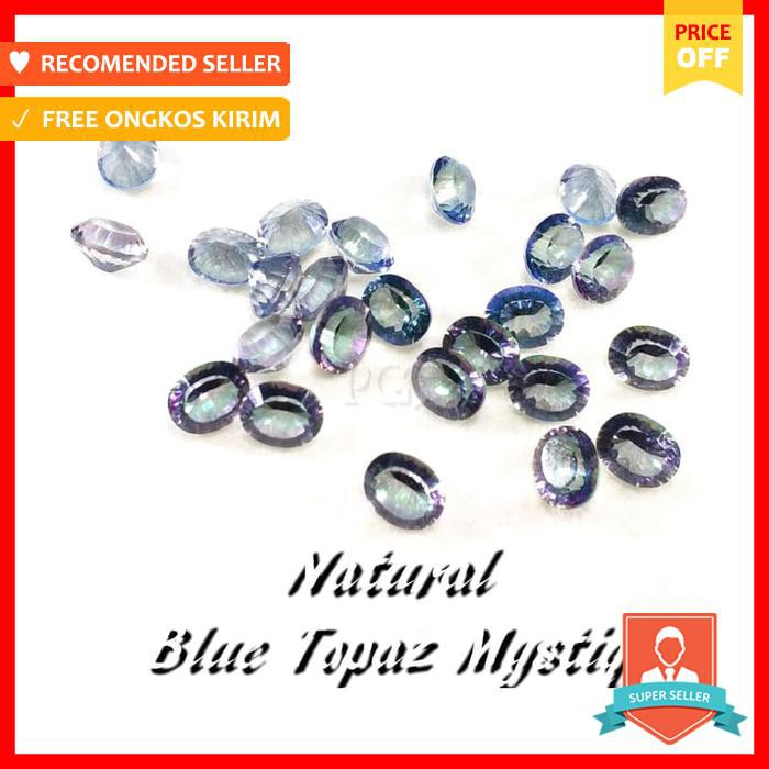BATU PERMATA NATURAL MYSTIC MINI BLUE TOPAZ RAINBOW QUARTZ SUPER COLOR