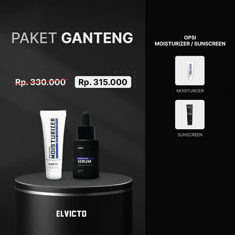 Elvicto Paket Ganteng. Elvicto Serum + Elvicto Moisturizer / Elvicto Sunscreen