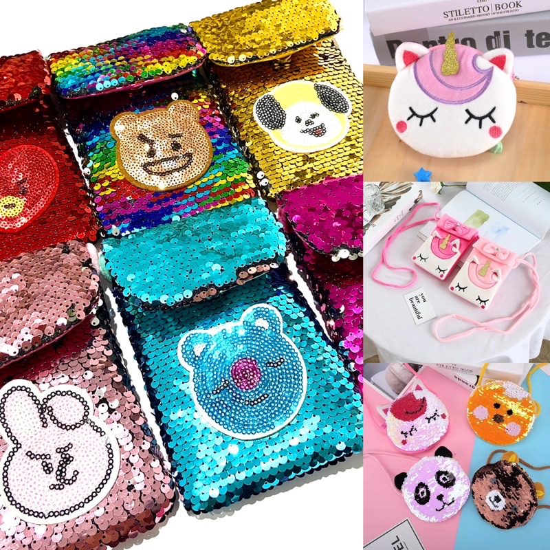 tas anak / tas slempang anak / tas BTS / tas BT21 / tas karakter / pouch / tas lucu / tas boneka / tas unicorn / tas HP / tas kecil