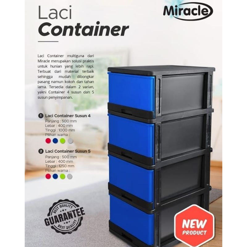 Lemari 4 susun - Laci Container Plastik 4 Susun Jumbo Miracle