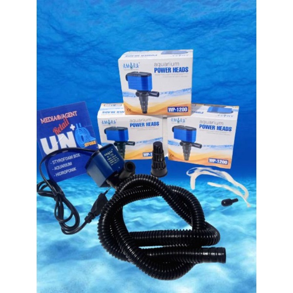 POMPA AIR PEMBERSIH AQUARIUM RENDAM AMARA POWER HEAD WP 1200 + SELANG FILTER HITAM/BIRU