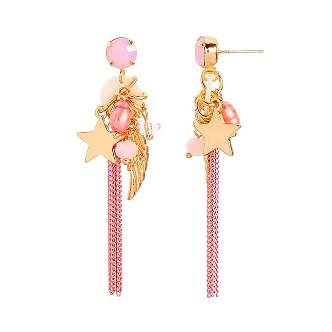 LRC Anting Tusuk Fashion Ear Needle S925 Silver Needle Pearl Shell Tassel Earrings F63510