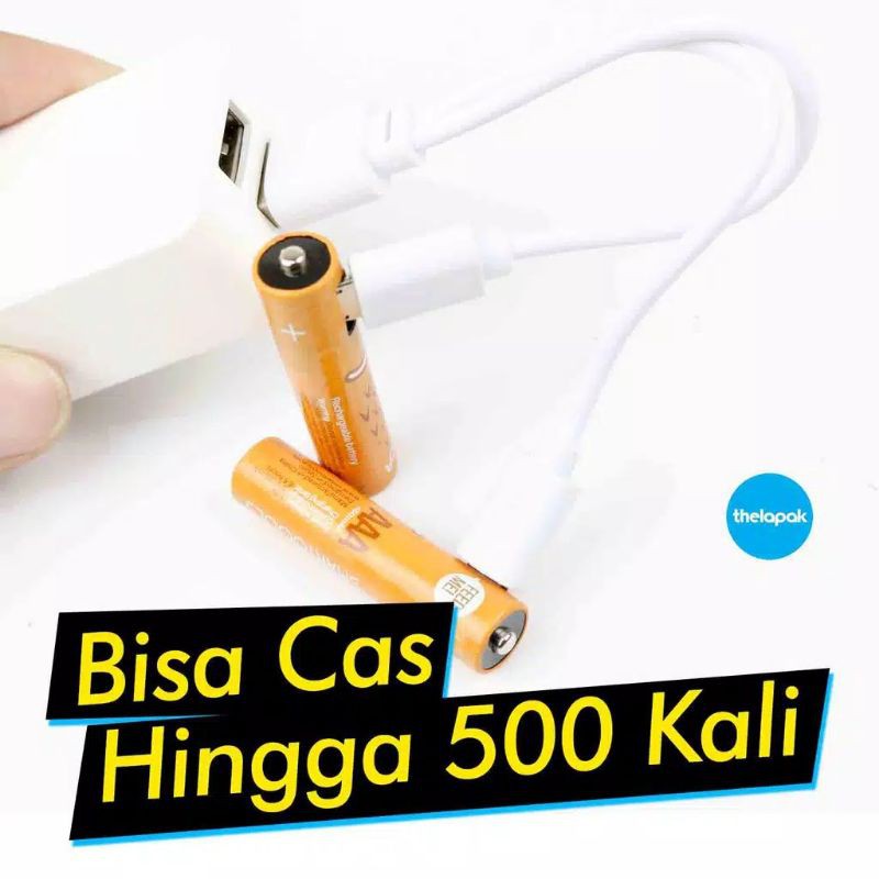 MICROBATT Baterai Cas AAA Micro USB 450mAh isi 2pcs