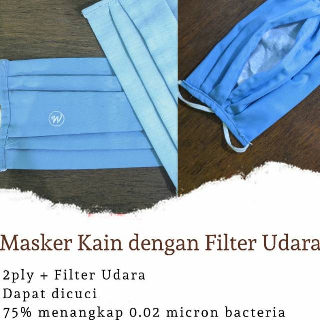 Masker Kain Oxford 2ply dgn filter udara