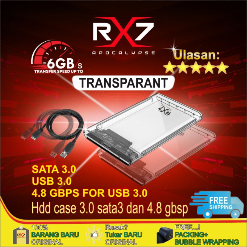 RX7 SSD ENCLOSURE 2.5&quot; SATA USB 3.0 EXTERNAL CASE (BISA PAKAI UNTUK HDD JUGA)