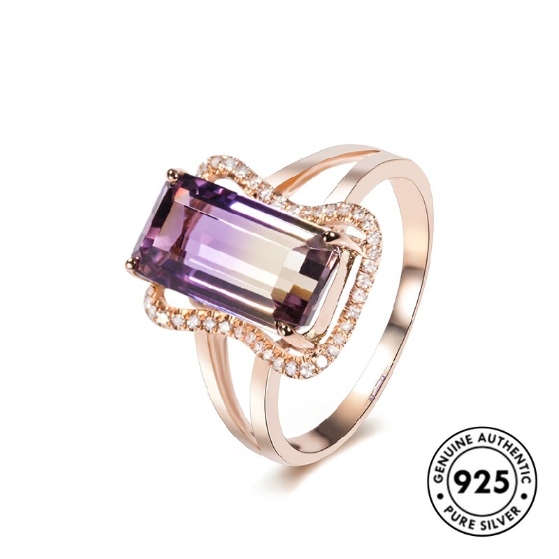 Cincin Sterling Silver 925 Lapis Rose Gold 18k Model Terbuka Untuk Wanita