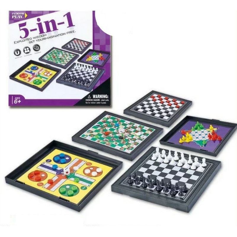 Jual Board Game Mini Set 4 in1/5 in1 Catur Ludo Halma Snake