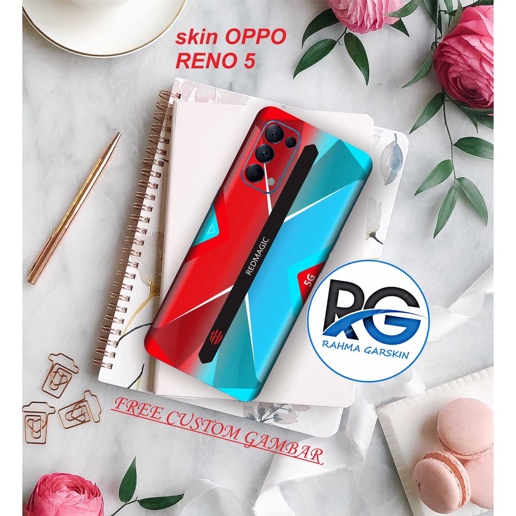 garskin hp oppo reno 5 MOTIF RED MAGIC 5G - FREE custom gambar
