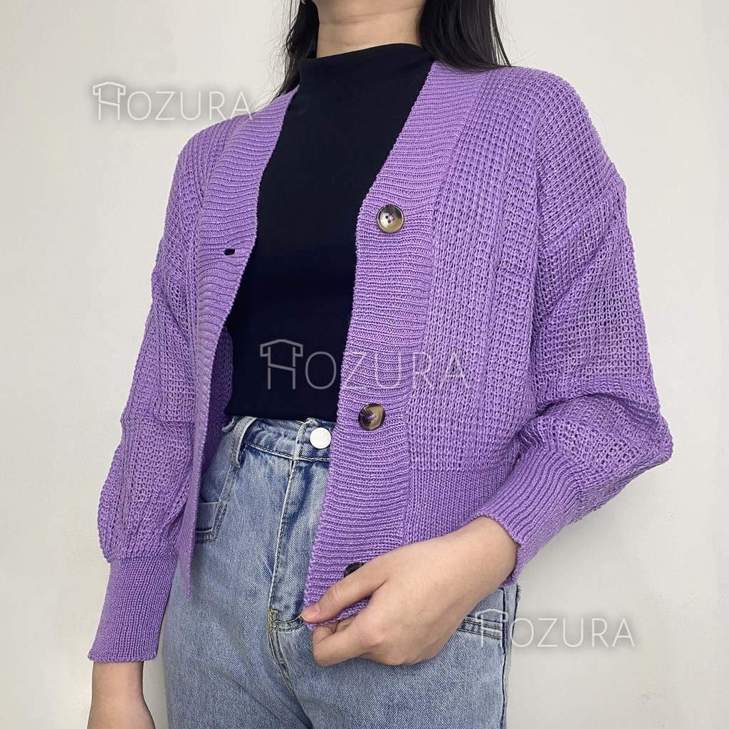 Hozura - Cardigan Rajut Wanita Crop Allea - [PREMIUM] Cardigan Rajut Tebal Gate 7 // Cardi Kancing 3