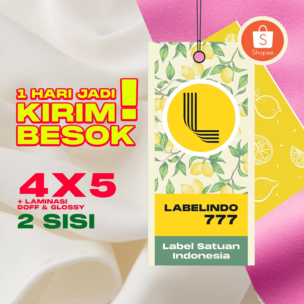 

Label Baju / Hangtag UK 4 x 5 cm (2 SISI) Tercepat dan Termurah