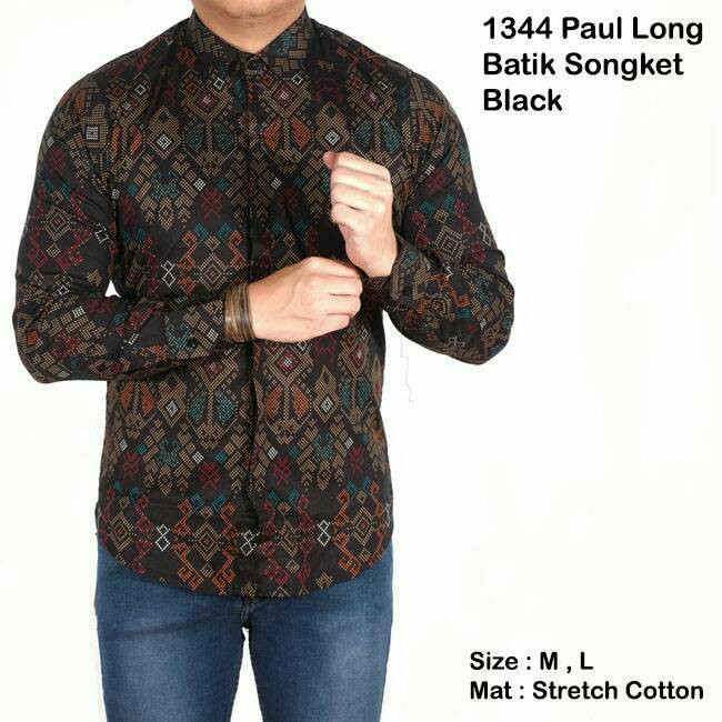KEMEJA PANJANG BATIK SONGKET PRIA COWOK