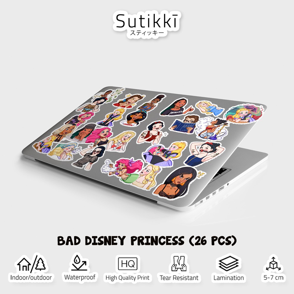 Sutikki | Sticker Pack Badass Disney Princess Bad Adult Stickers Stiker Laptop Vinyl Full Decal Bomb