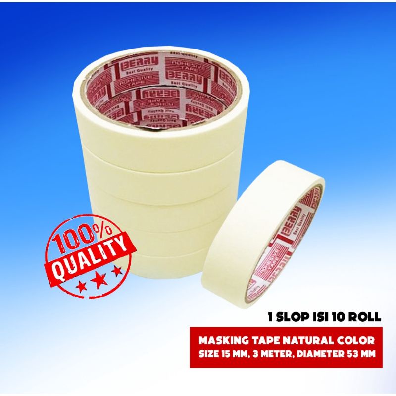 

Isolasi Kertas MASKING TAPE Kecil Berry Size 3/4 " 15 mm D 53 mm P 3 m