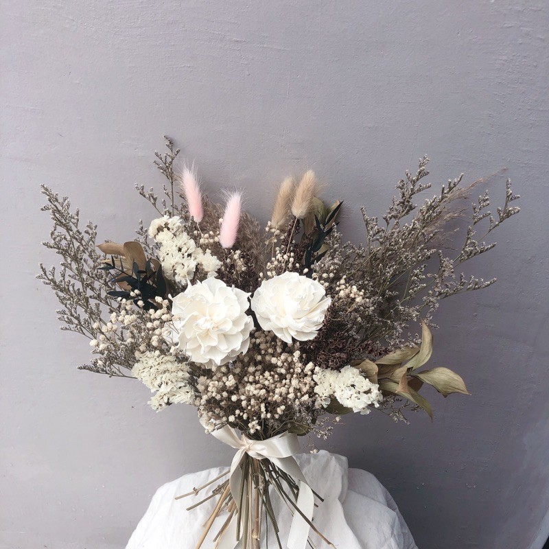 Dried Flower Bouquet / Wedding Bouquet / Handtied Bouquet / Rustic Bucket / Buket Bunga