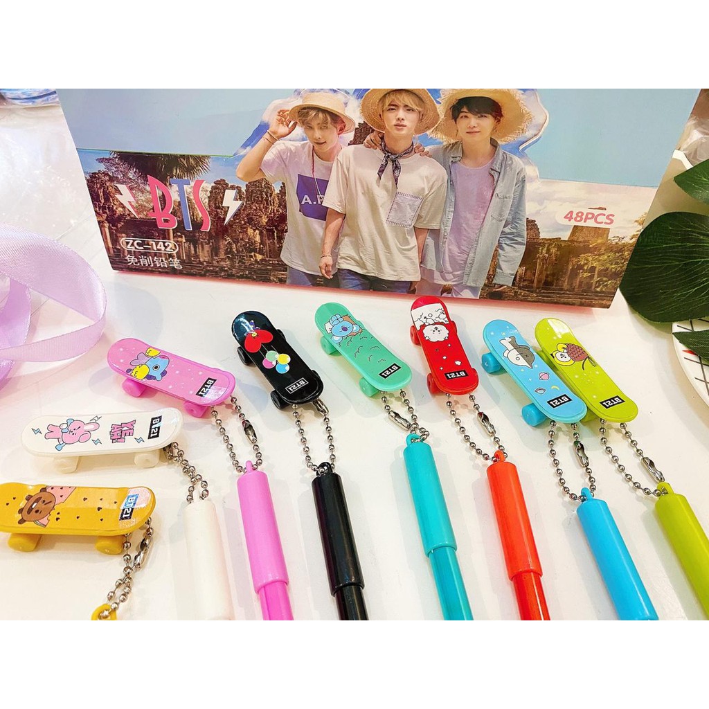 VS BG - PULPEN BT21 3 MOTIF KPOP Pulpen Cute Cartoon Ballpoint