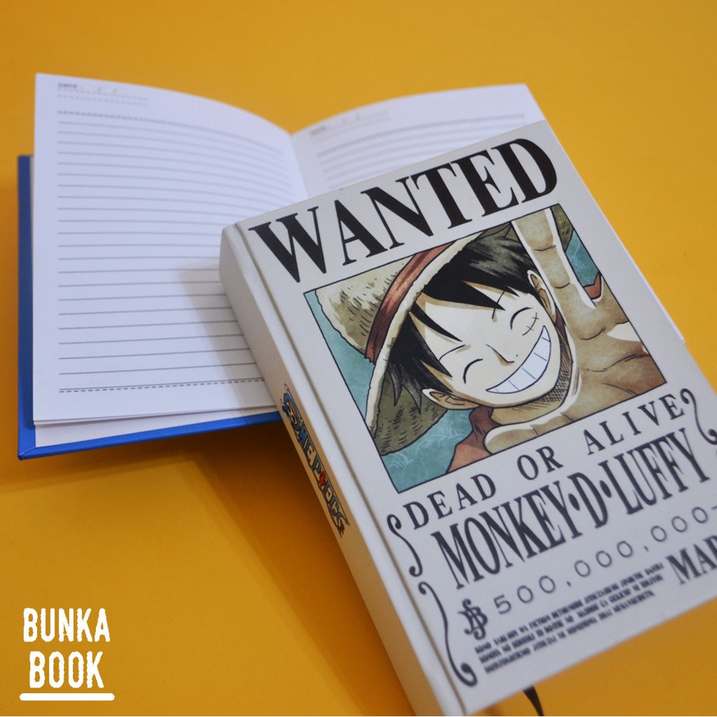 

Pocket Book Hardcover Anime One Piece Wanted Luffy Ukuran A6 Jurnal Agenda Planner