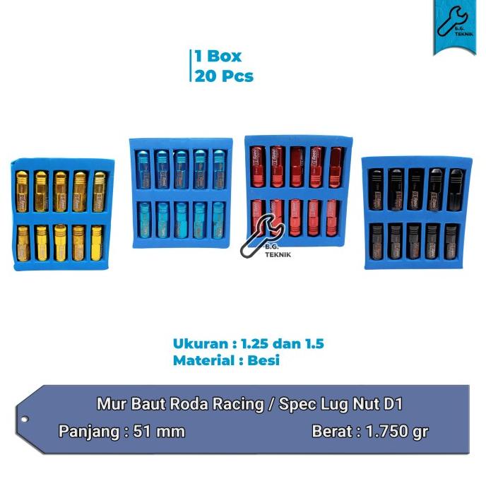 ~~~~~] D1 Mur Baut Roda Racing 1.25 1.5 D1Racing Spec Lug Nut