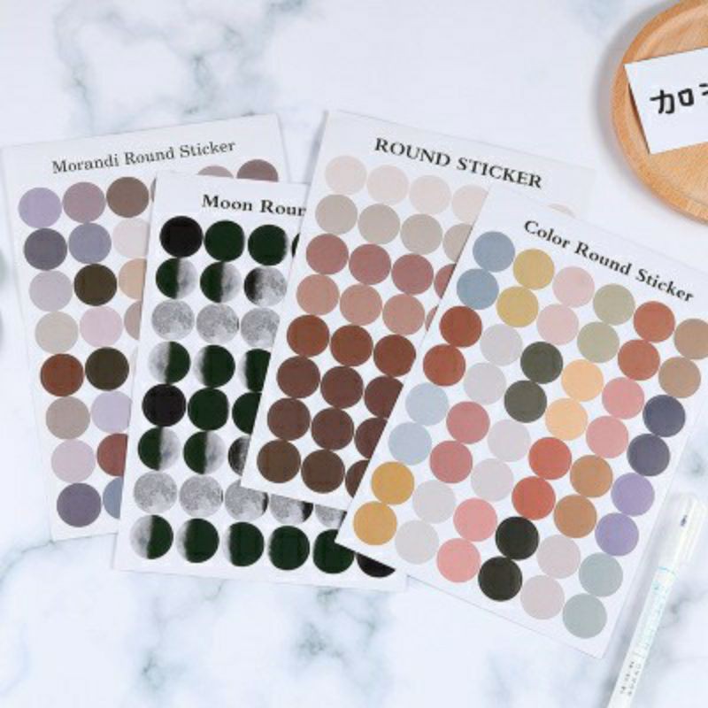 

DEIGOODS❤ Stiker Dot / bulat Morandi Dot Warna Round Gaya Korea Segel Foto Kartu bujo journal