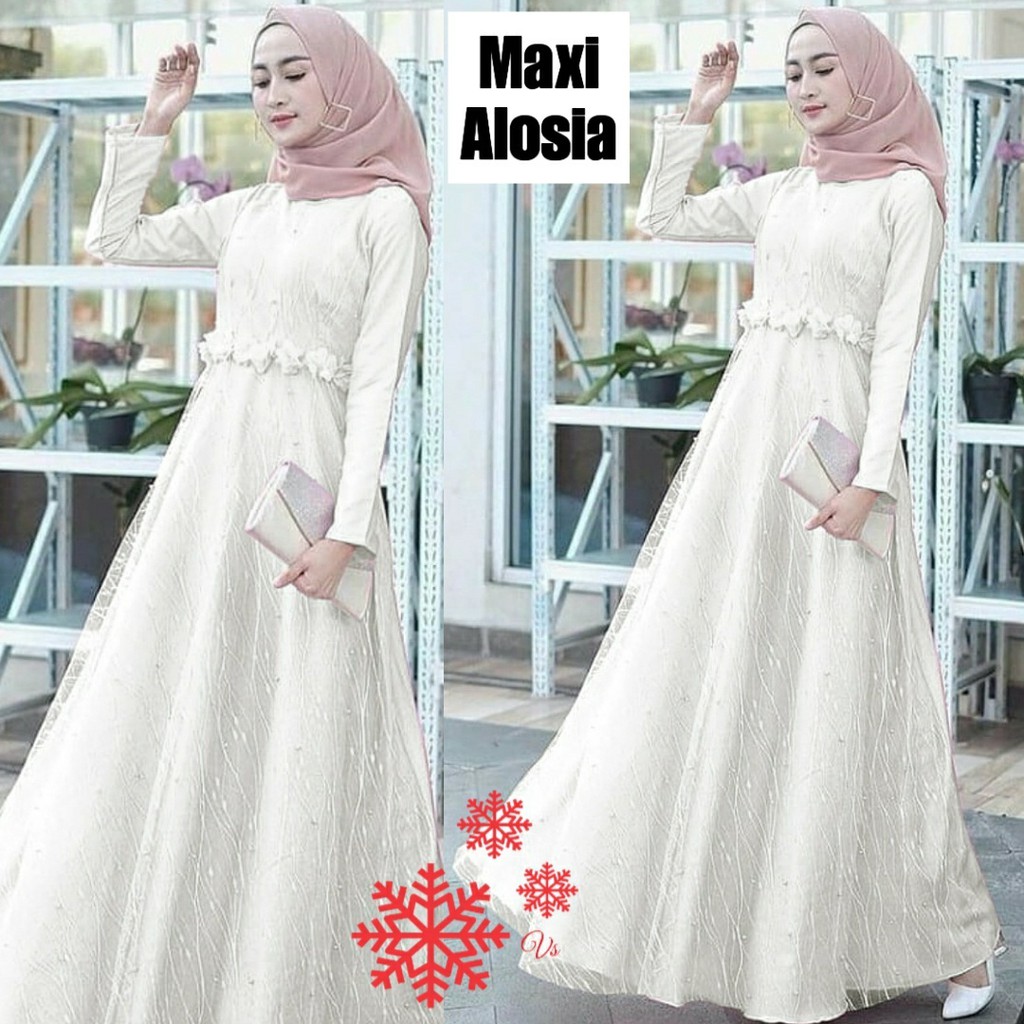 GAMIS BRUKAT MUTIARA MAXI ALOSIA / GAMIS PESTA / GAMIS MUSLIM KEKINIAN / GAMIS TERBARU PREMIUM