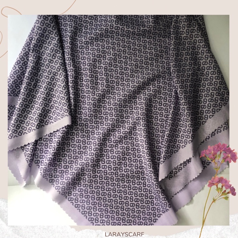 Hijab Voal Motif Button Premium Ungu Muda