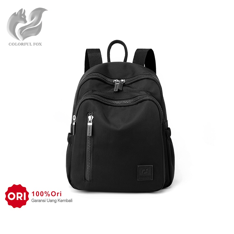 COLORFUL FOX 0482 Tas Ransel Wanita Backpack Wanita Remaja Tas Anti Air WATCHKITE BAEOS-Black