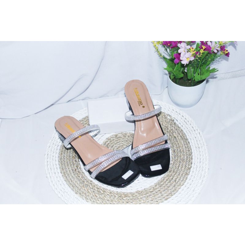 sandal wanita hak 3cm sandal wanita jelly gliter sandal wanita mewah IND002