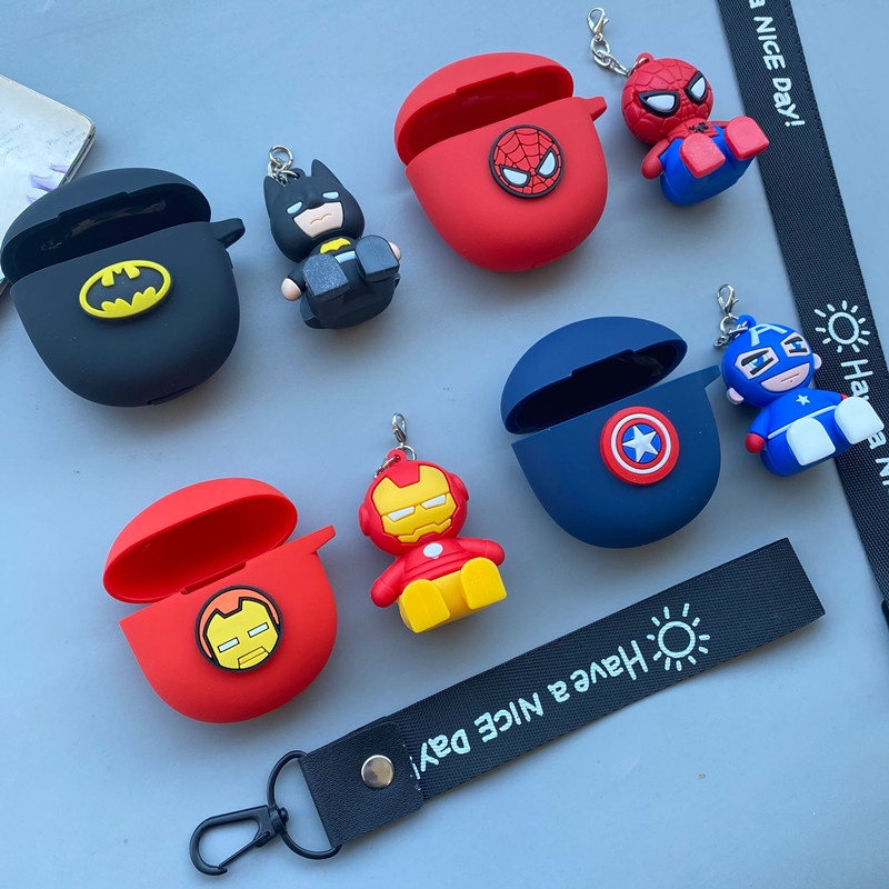 Soft Case Pelindung Headset Motif Marvel Batman Spiderman Untuk Realme Air 2