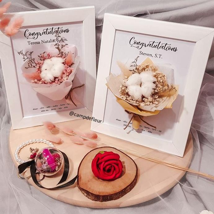 6R 3D Flower Frame Dried Bouquet in Frame Bingkai Foto Bunga Kering Graduation Kado Anniversary Ulta