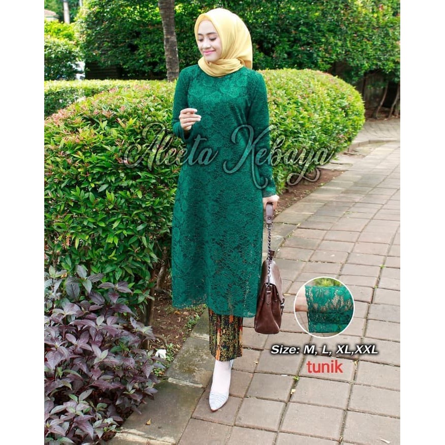 stelan kebaya brukat tunik aletaa rok plisket terlarisss