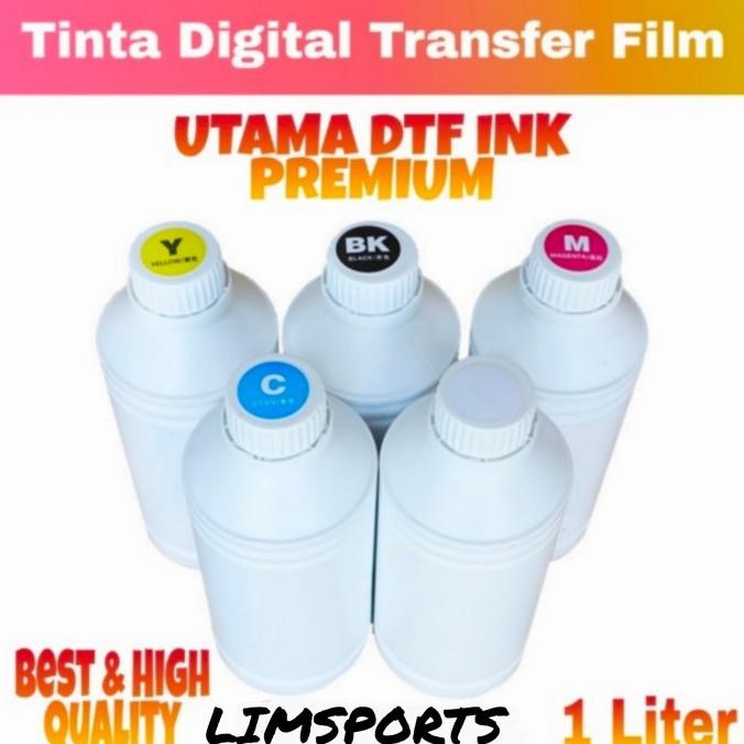 

Tinta DTF Premiun / Digital Transfer Flim Ink CMYK White 1 liter limspoly48 Diminati Banget