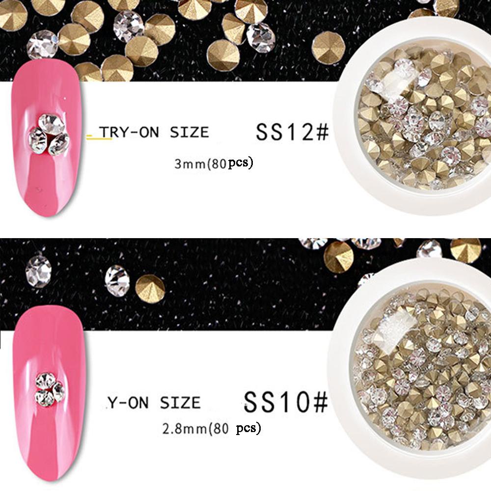 Agustina Nail Art Rhinestones Warna-Warni Ukuran Campur Manik-Manik Berlian Kuku Permata Mengkilap Berbagai Aksesoris Manicure