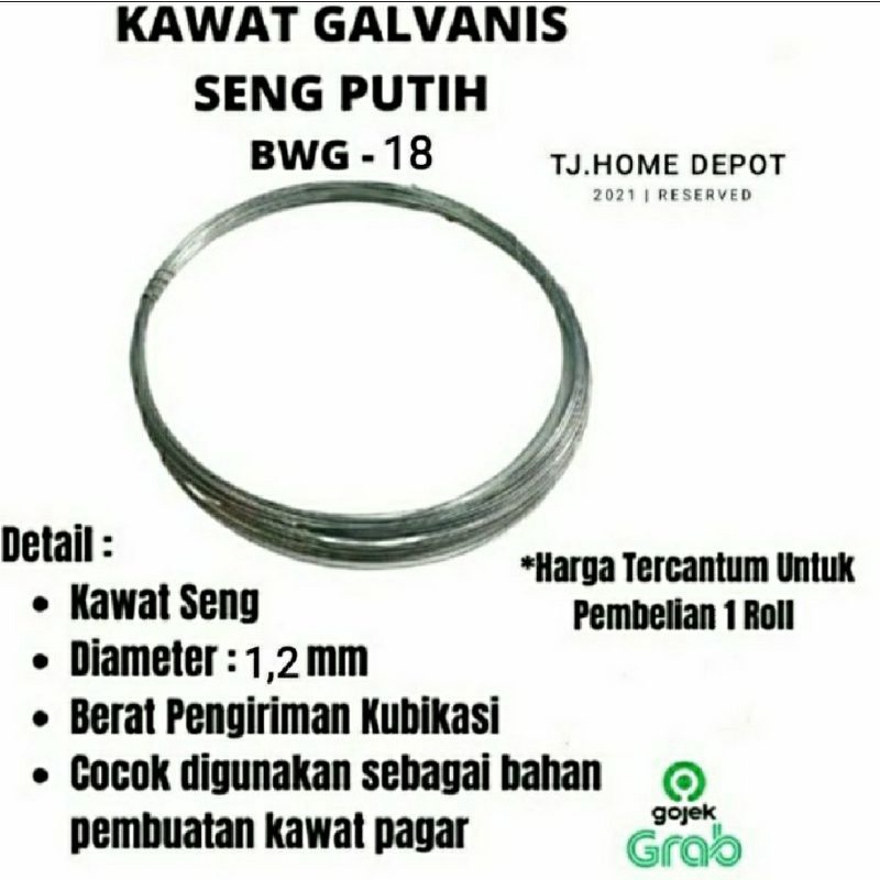 Kawat Seng BWG 18 Lentur Tali Ikat Galvanis Kiloan