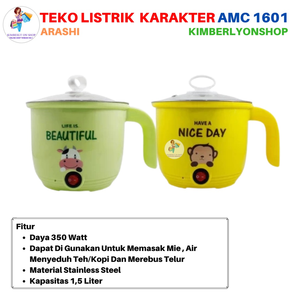 Teko Listrik Pemanas Air Karakter 1,5 Liter AMC 1601 Arashi