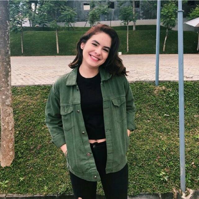 Jaket jeans Wanita Jaket Denim oversize Hijau Army _Hijau Tua XXL